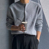 Hearujoy Men's Knitted Luxury Button Cardigan Sweatercoat Casual Long Sleeve O Neck Solid Color Vintage Korean Autumn Clothing 2024 New